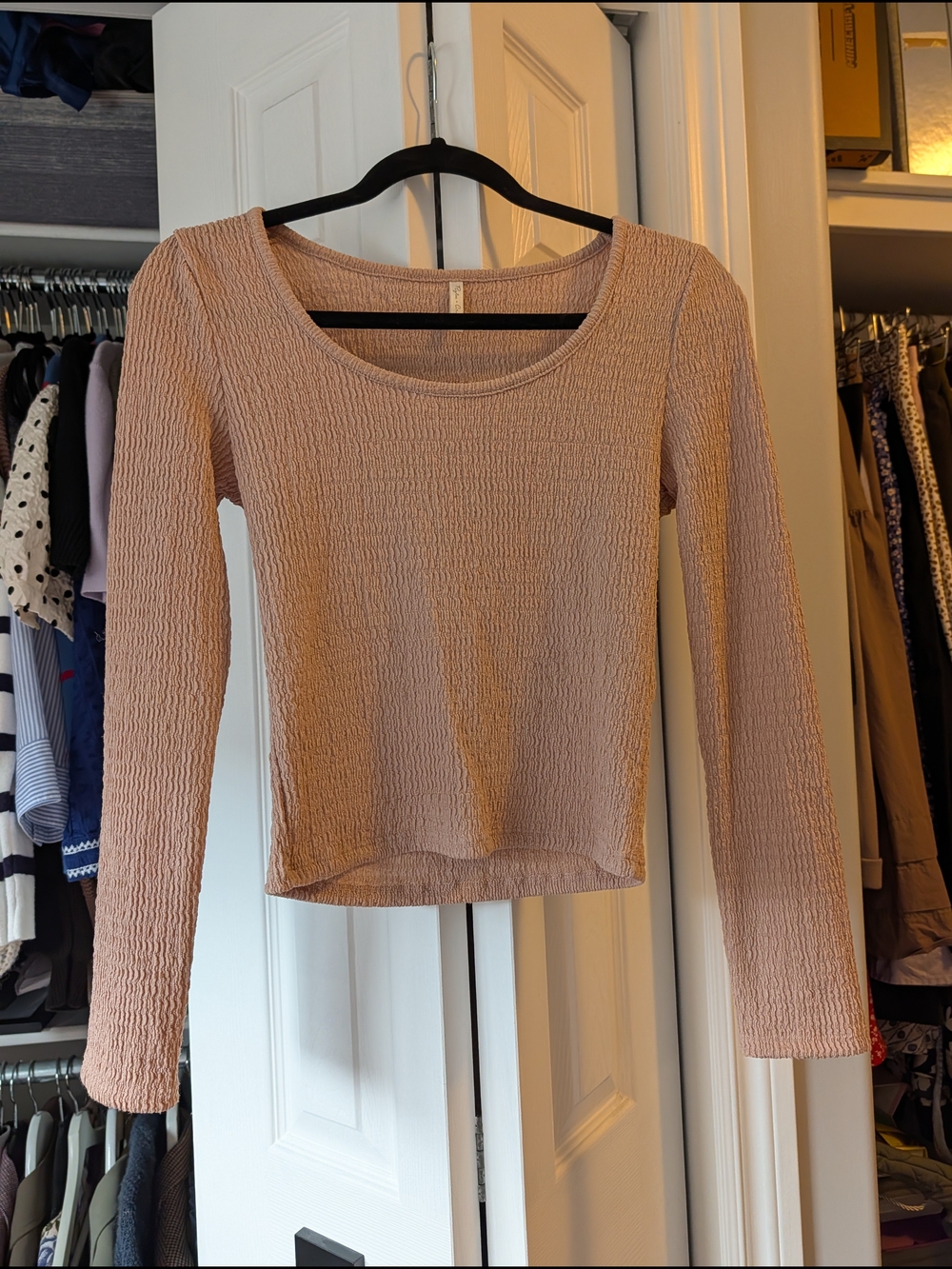 Rylee + Cru Ribbed Scoop Neck Long-Sleeve Top - Blush
